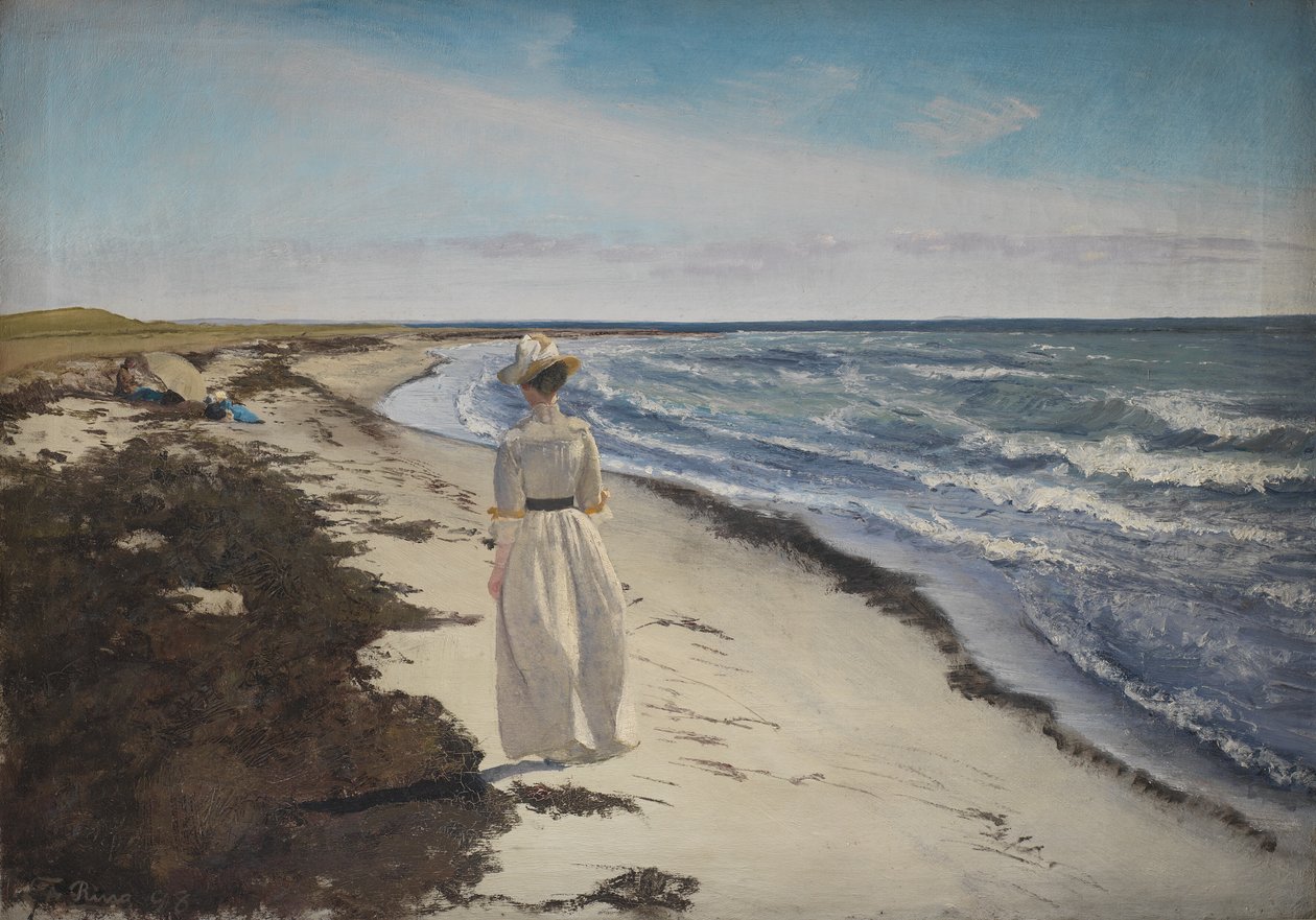 Lady at Karrebæksminde Beach, Zealand by Laurits Andersen Ring