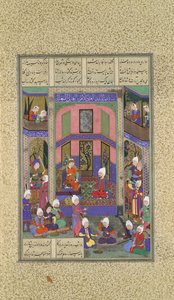 Manuchihr Welcomes Sam but Orders War upon Mihrab, Folio 80v from the Shahnama