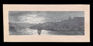 The mouth of the Tyne, with North and South Shields, by moonlight, c.1840