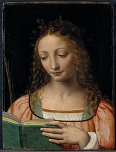 Bust Length Figure of Saint, with a Palm and Reading the Scriptures