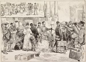 Fumigation against cholera at station, Rome, Italy