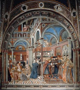 View of the orphanage of Santa Maria della Scala in Siena. On the left, the nurses take care of abandoned children, on the right, a pregnant woman is forced to marry. Fresco by Domenico di Bartolo (active between 1428 and 1447) Spedale di Santa Maria del