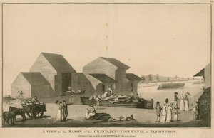 A view of the basin of the Grand Junction Canal at Paddington, London