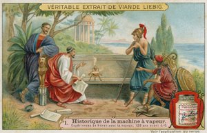 Hero of Alexandria experimenting with steam, 120 BC