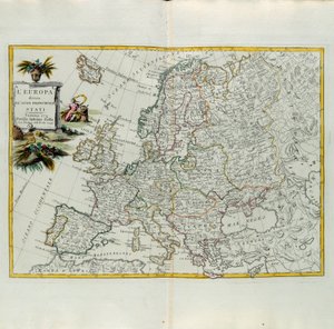 Europe divided into its main states, engraving by G. Zuliani taken from Tome I of the Newest Atlas published in Venice in 1776 by Antonio Zatta