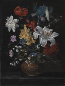 Stoneware Jar with Flowers