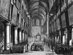 French Revolution: Benediction of the National Guard flags by Monsignor Juigne in the Church of Notre Dame on September 27