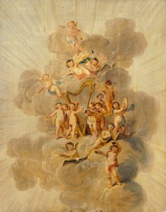 Winged Cherubs with Musical Instruments, Section of Music Room Decorative Border, Kenwood House, London
