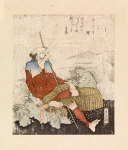 Fisherman smoking beside a stream