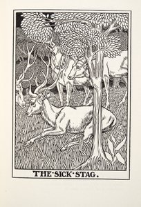 The Sick Stag, from Fontaine Fables, pub. 1905