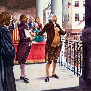 George Washington being sworn in as President of the United States
