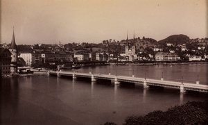 Untitled Bridge with Town in Distance, 19th Century