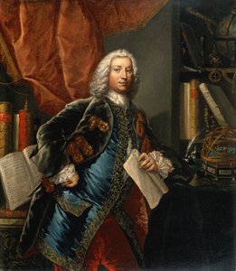 Portrait of a Gentleman in His Study with Scientific Instruments, c 1750