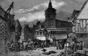 Les Omnibus de Paris in the 19th Century: The Car Has 60 Seats - Engraving from 1892